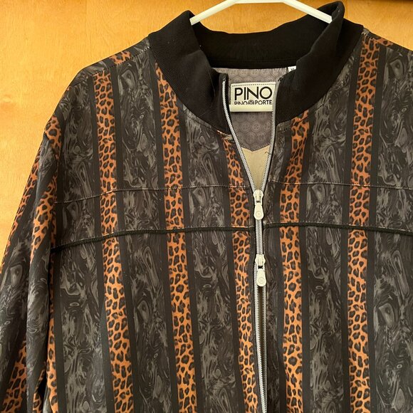 Pino Porte Leopard Stripe Full-zip Bomber Jacket (Men's XL) - Picture 4 of 8
